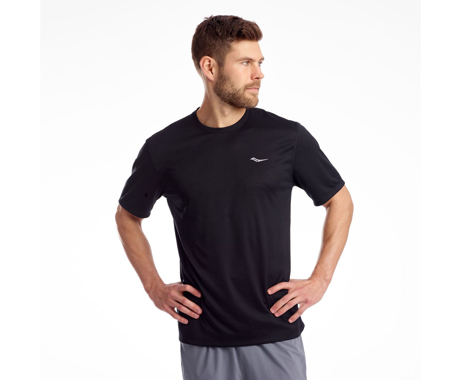 Saucony Stopwatch Short Sleeve Men's Shirts Black | AU 638FDNM